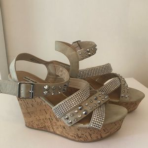 NOT RATED suede silver studded sparkling platforms